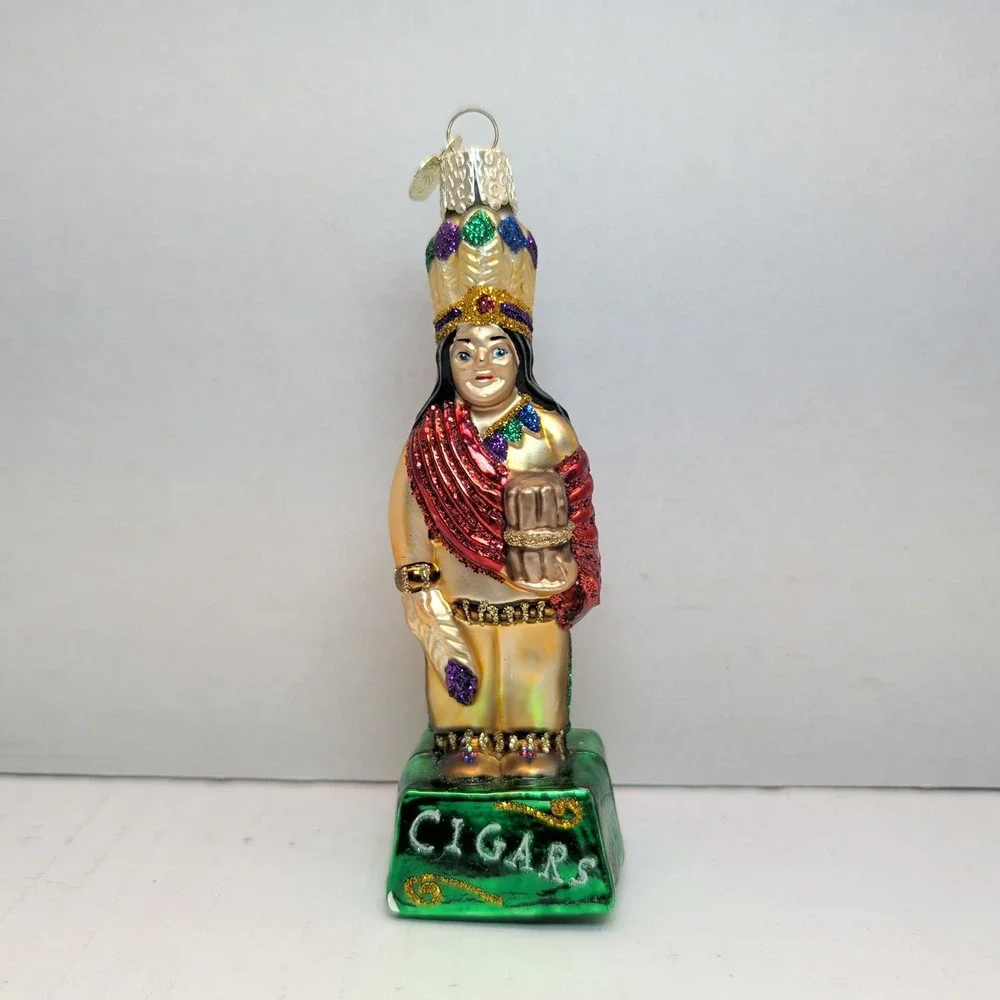 Old World Christmas Glass Ornaments Cigar Store Indian & Sailor Bear Lot of 2
